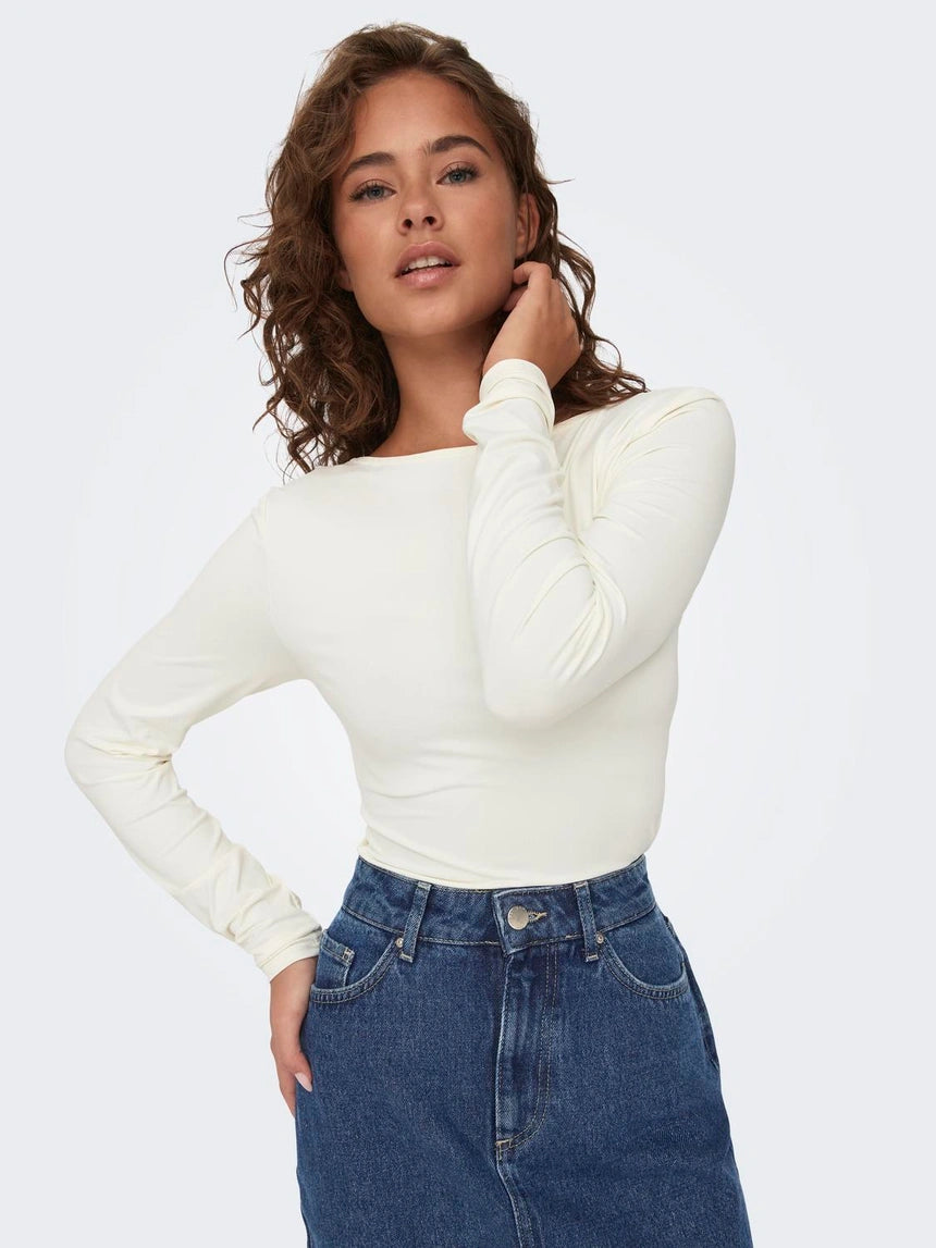 ONLY EA L/S 2-WAY DEEP NECK TOP