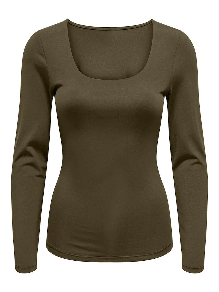 ONLY EA L/S 2-WAY DEEP NECK TOP