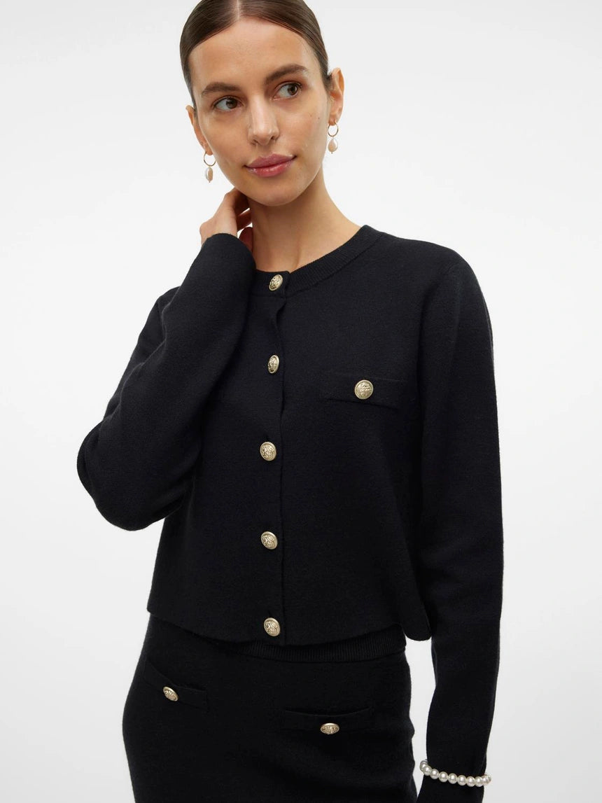 VERO MODA SABA SHORT LS GOLD BUTTON CARDIGAN