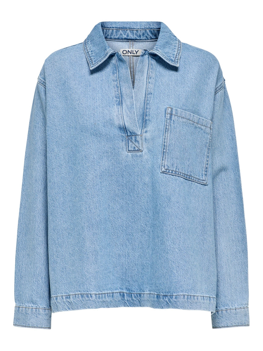 ONLY BIRDIE LS POLO DENIM SHIRT