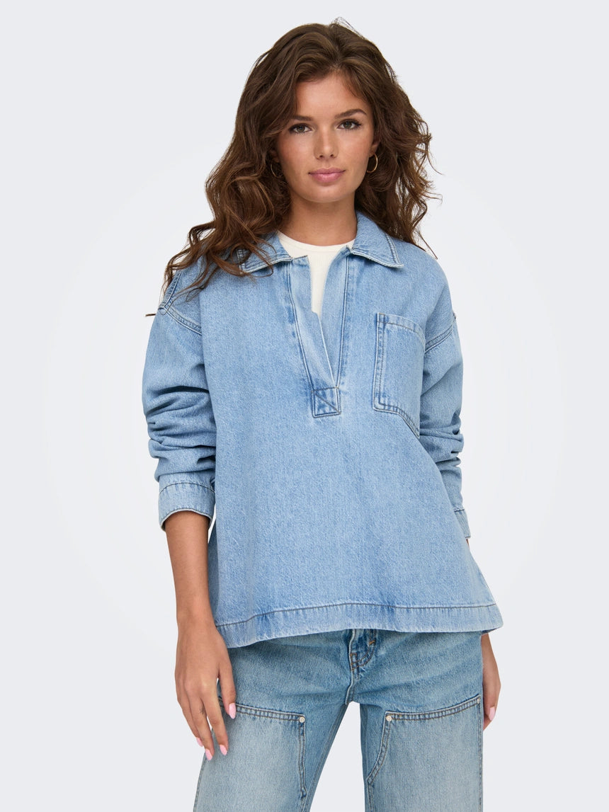 ONLY BIRDIE LS POLO DENIM SHIRT