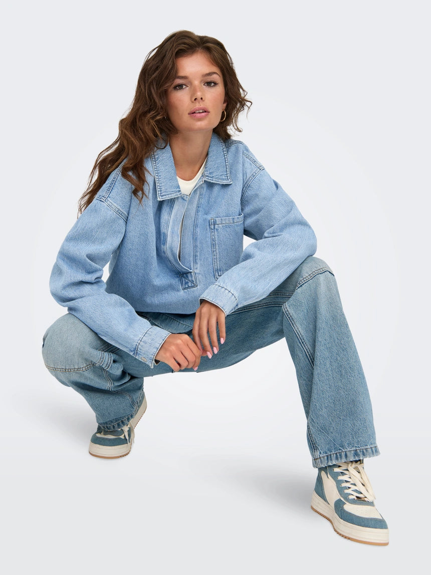 ONLY BIRDIE LS POLO DENIM SHIRT