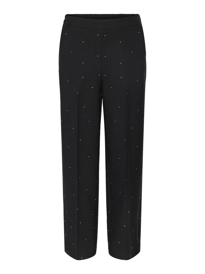 PIECES PEVA RHINESTONE HW WIDE PANTS