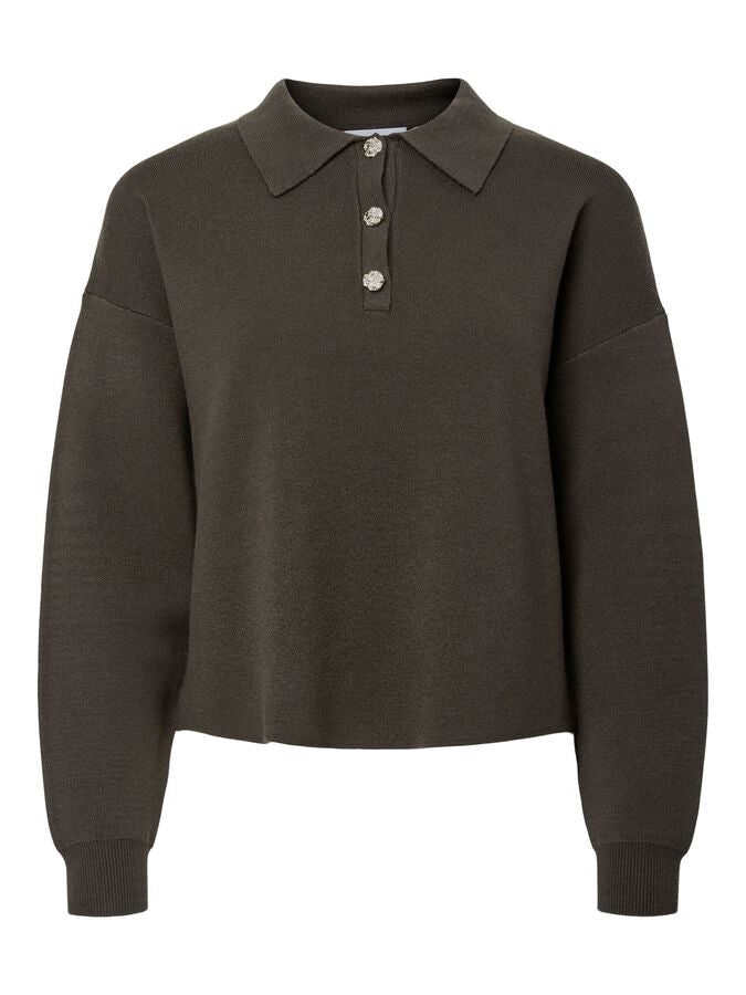 PIECES JASSY LS SHORT POLO KNIT