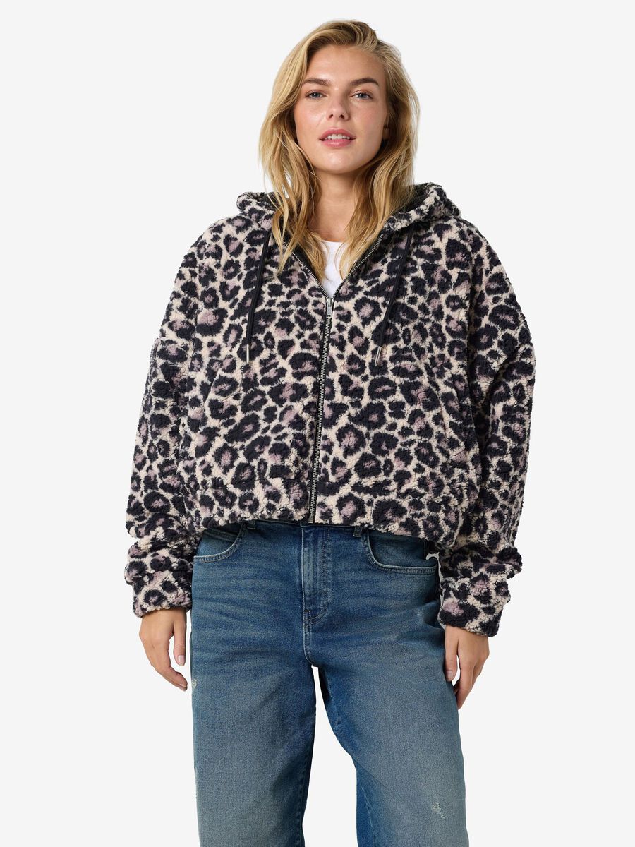 NOISY MAY CUDDLE CROP HOOD LEO JACKET