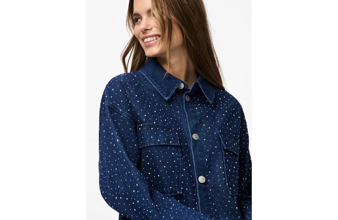 PIECES ROBERTA LS RHINESTONE DENIM JACKET