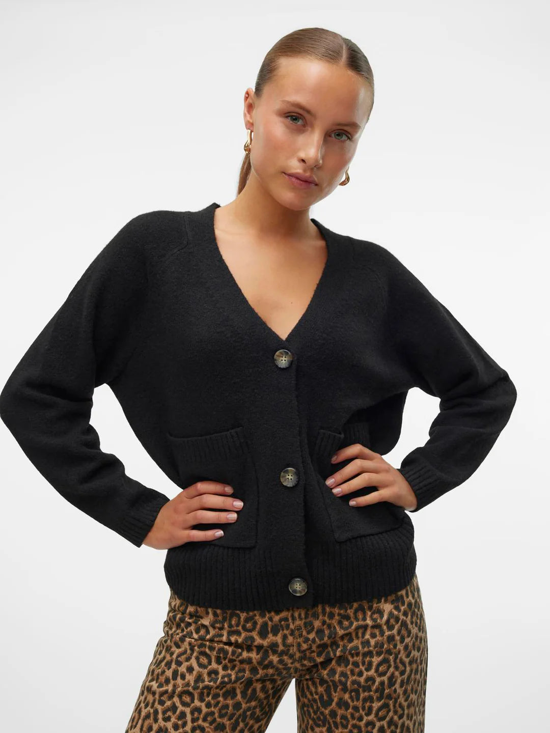 VERO MODA BOOM LS V-NECK BUTTON CARDIGAN