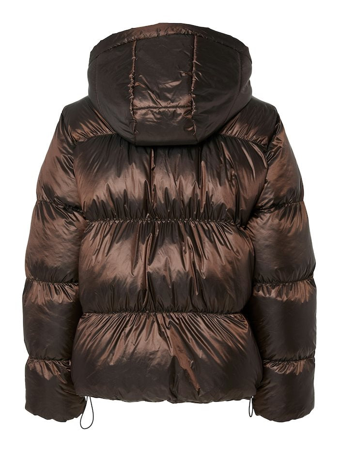 PIECES MILLA SHINY PUFFER JACKET W. HOOD