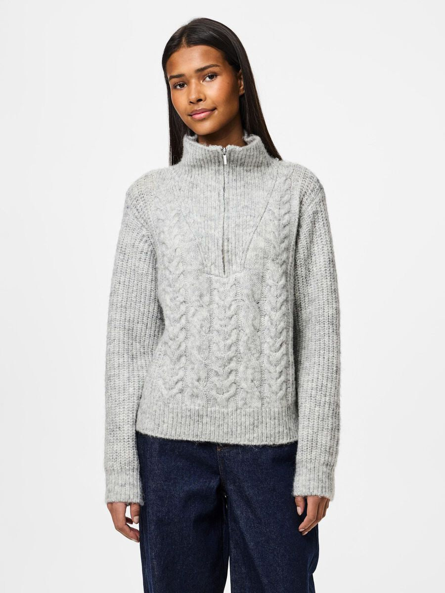 PIECES KAMILLA LS HALF ZIP KNIT CAMP