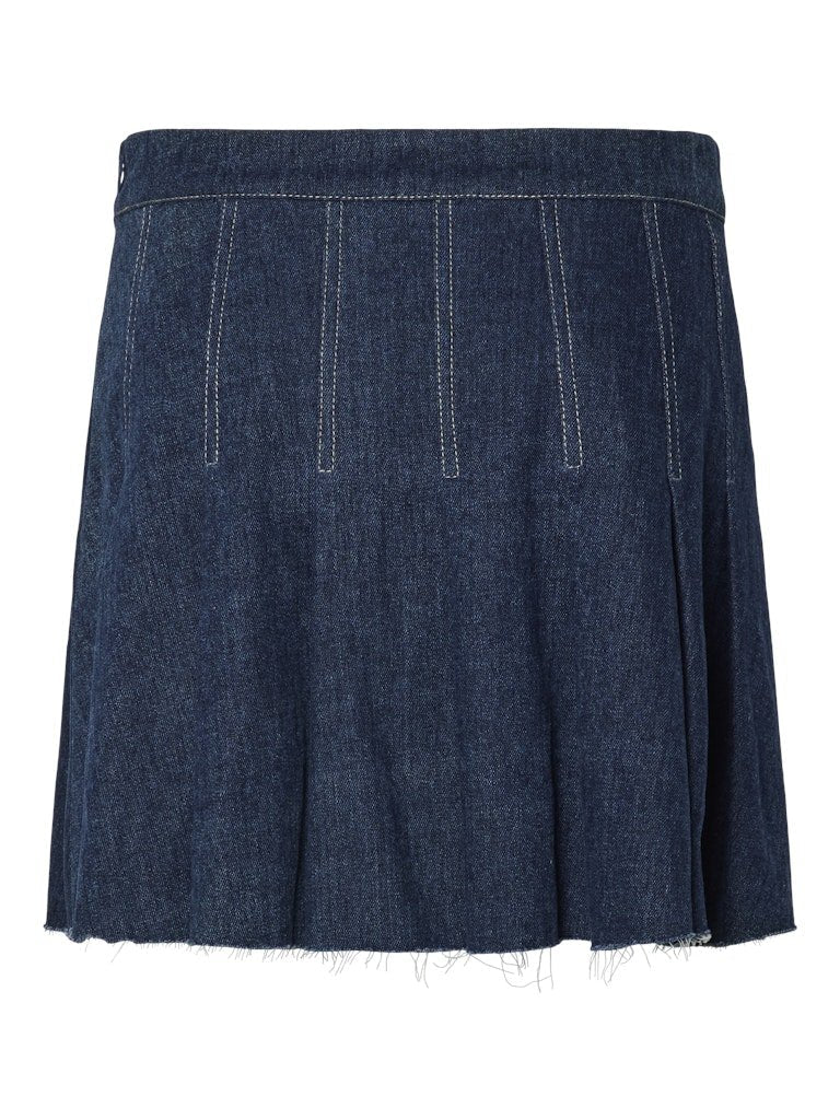 PIECES FABIA SHORT PLISSE DENIM SKIRT