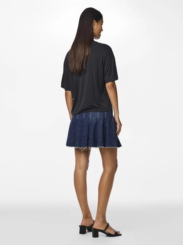 PIECES FABIA SHORT PLISSE DENIM SKIRT