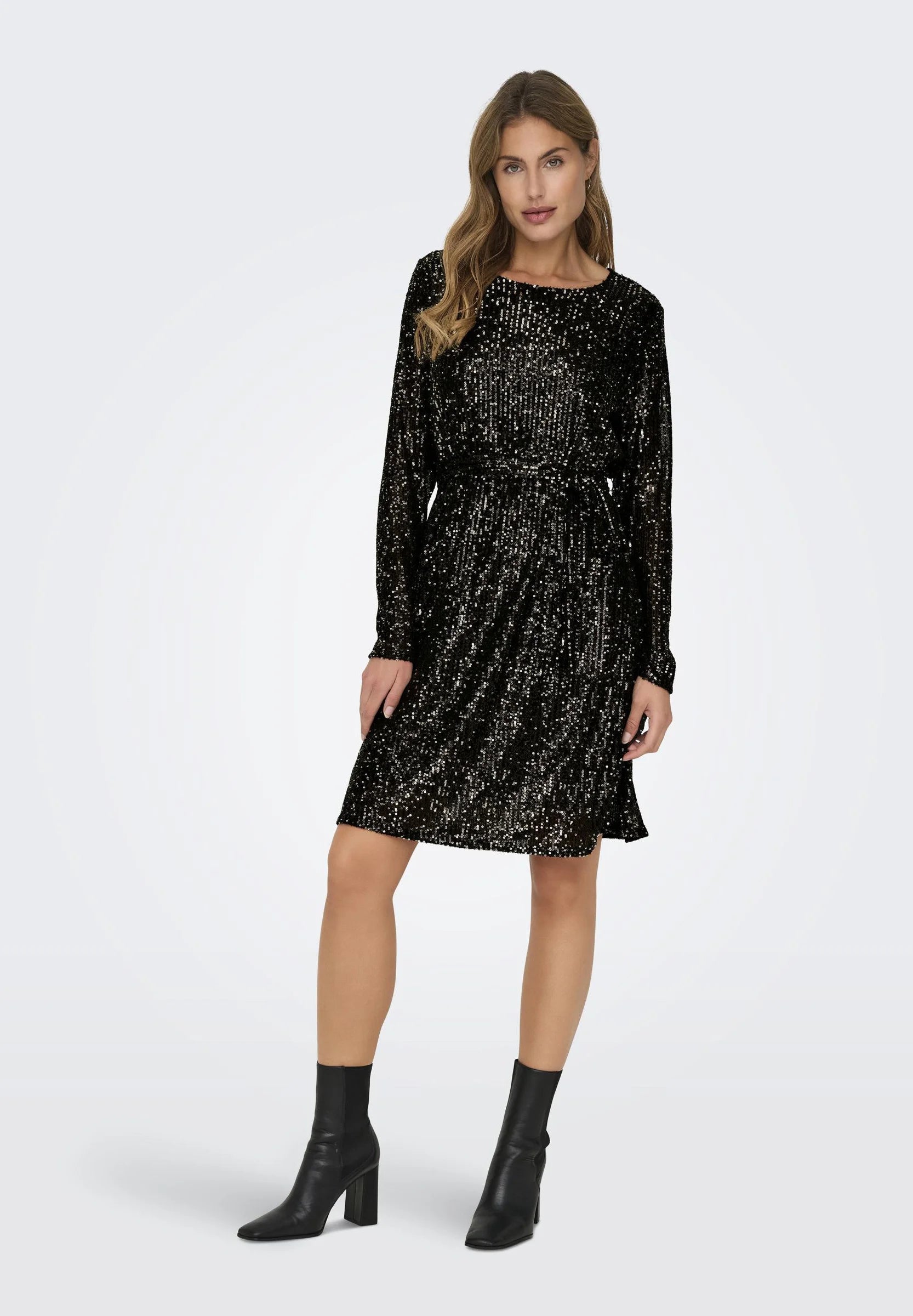 ONLY ANA LS BELT SEQUINS DRESS