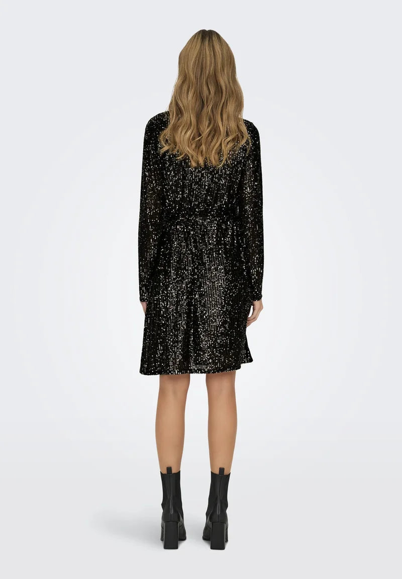 ONLY ANA LS BELT SEQUINS DRESS