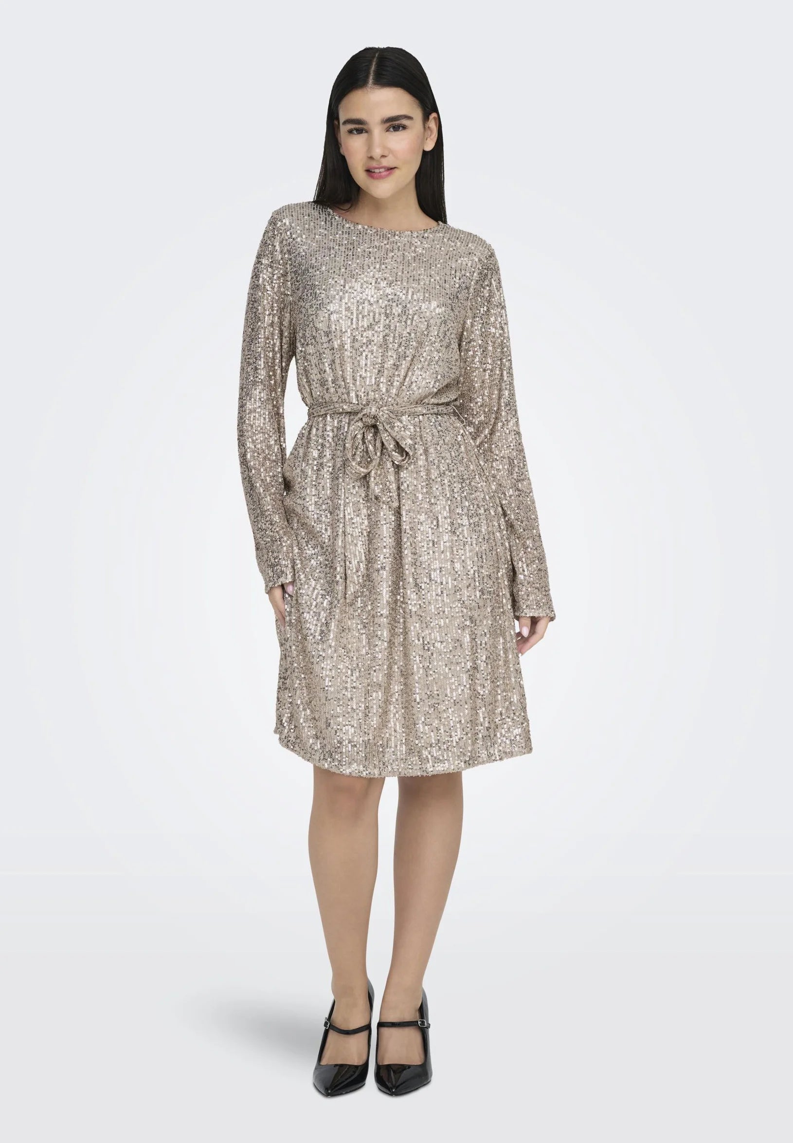 ONLY ANA LS BELT SEQUINS DRESS