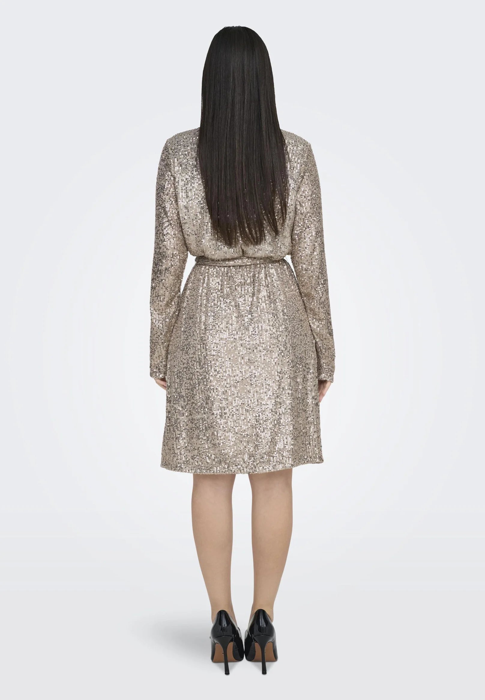 ONLY ANA LS BELT SEQUINS DRESS