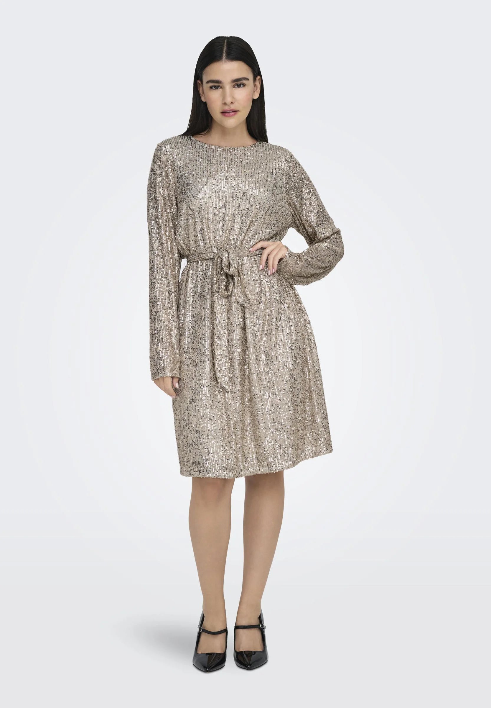 ONLY ANA LS BELT SEQUINS DRESS