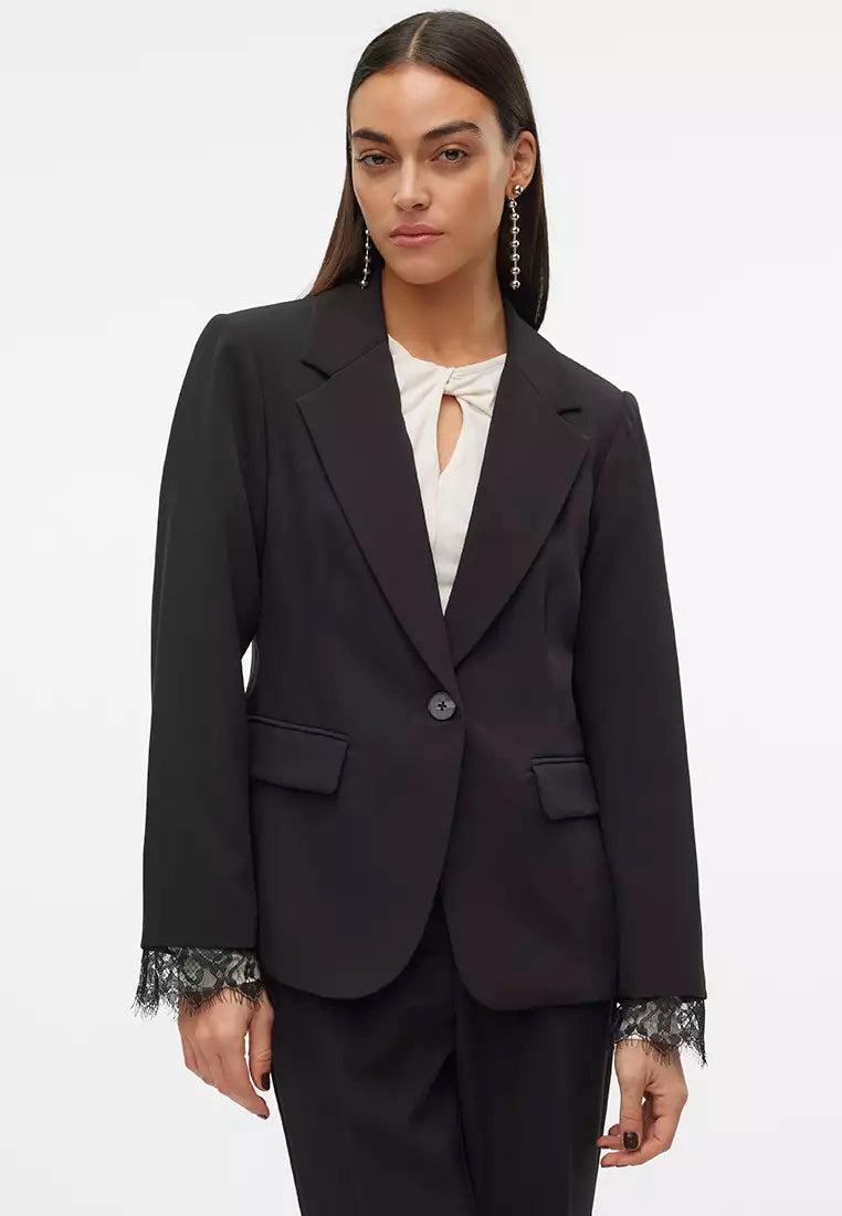 VERO MODA LULU LS FITTED LACE DETAIL BLAZER