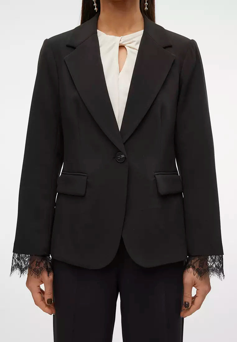 VERO MODA LULU LS FITTED LACE DETAIL BLAZER