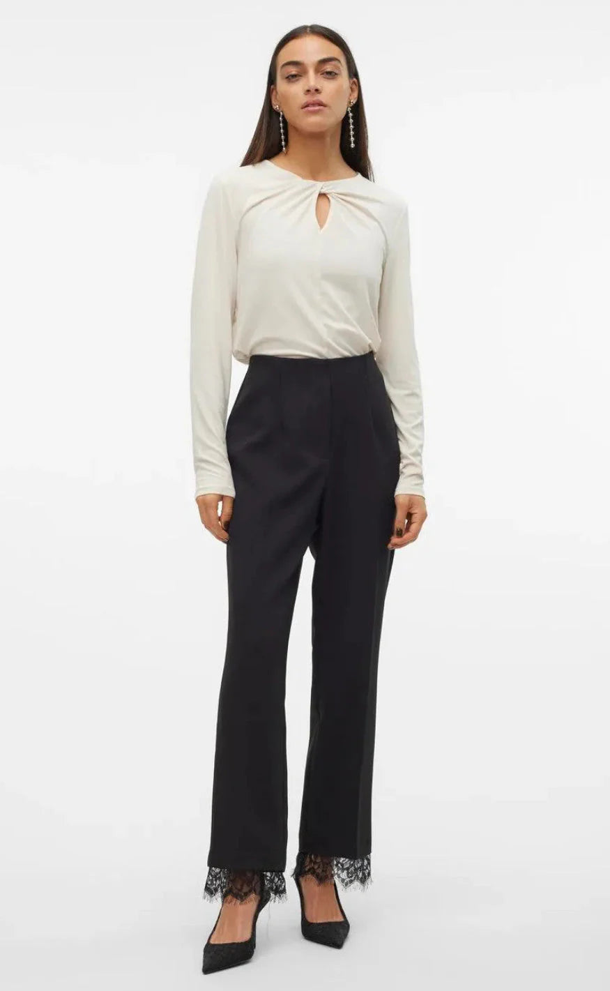 VERO MODA LULU HW STRAIGHT LACE DETAIL PANTS