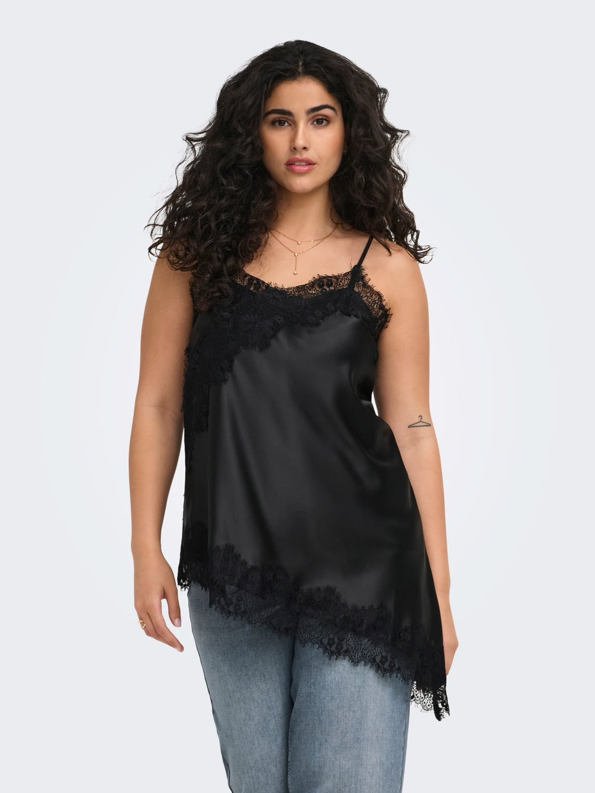 ONLY INDONA STRAP SATIN LACE TOP WVN