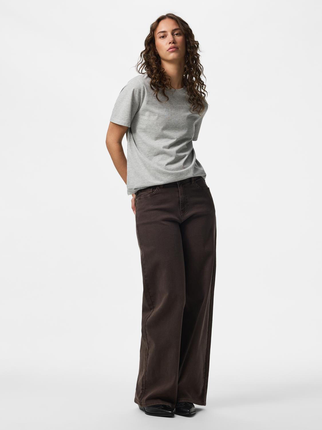 PIECES SILKE MW WIDE COLORED JEANS