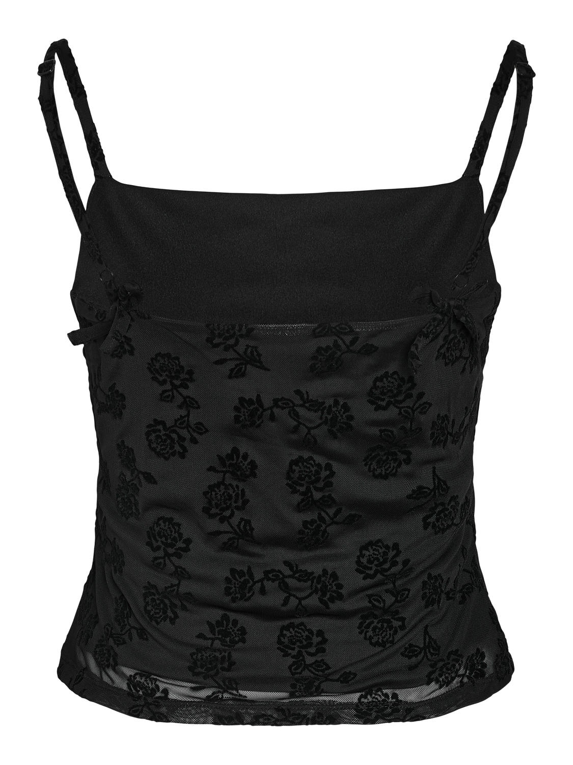 NOISY MAY LOUISE MESH FLOCK BACK TIE TOP