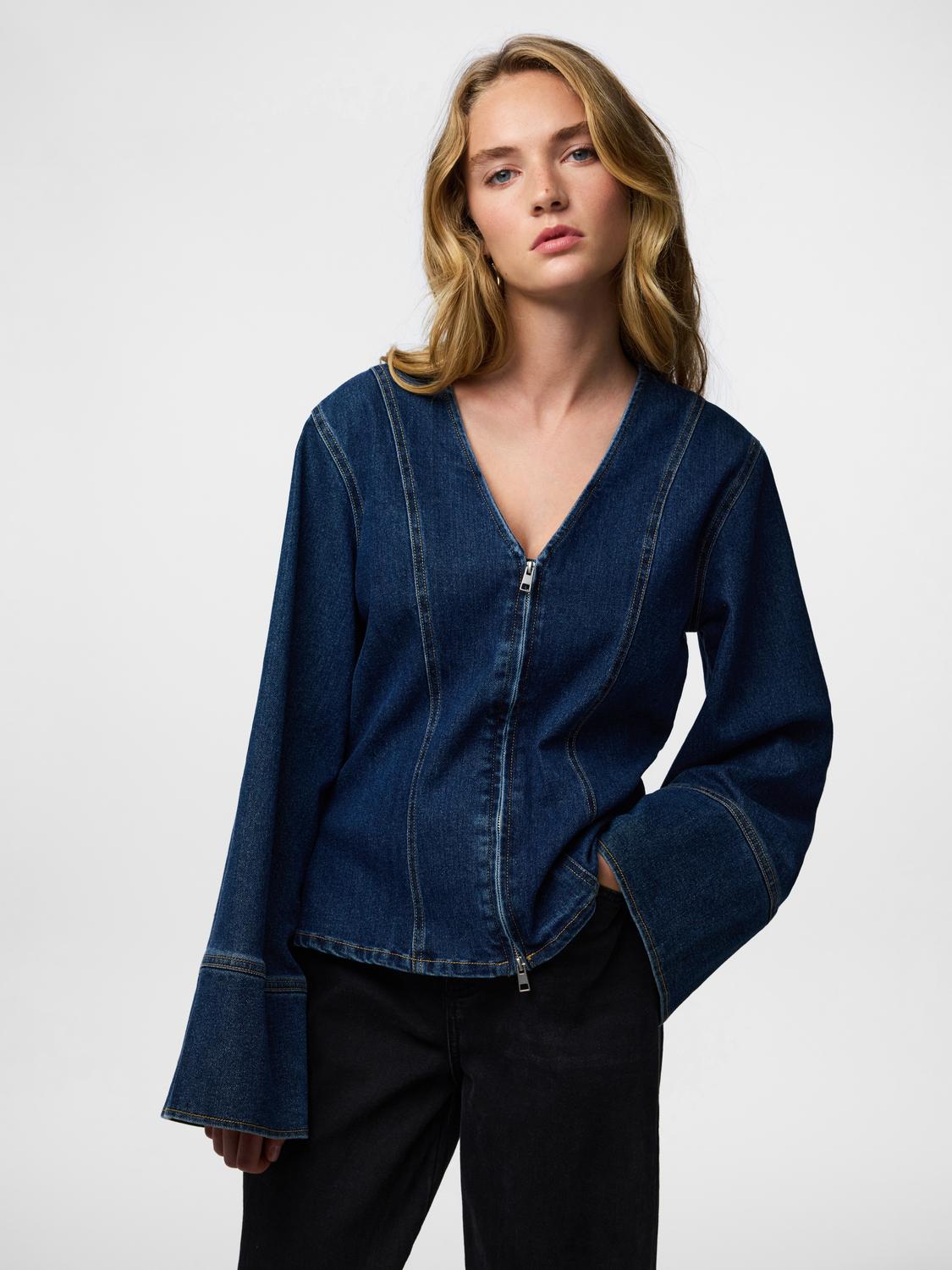 PIECES FLORA LS DENIM SHIRT