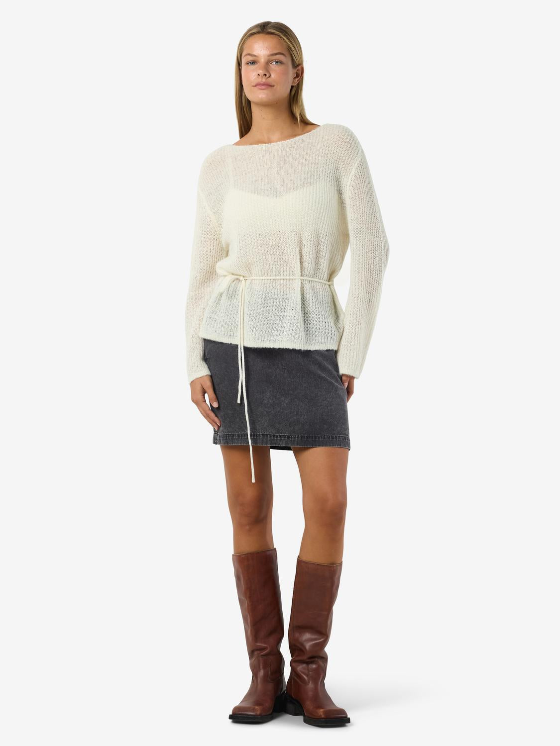 NOISY MAY ESME L/S O-NECK TIE KNIT