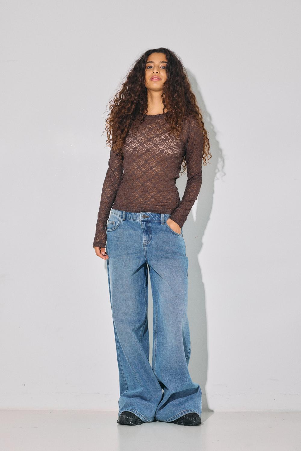 NOISY MAY JUDITH L/S LACE TOP NOOS