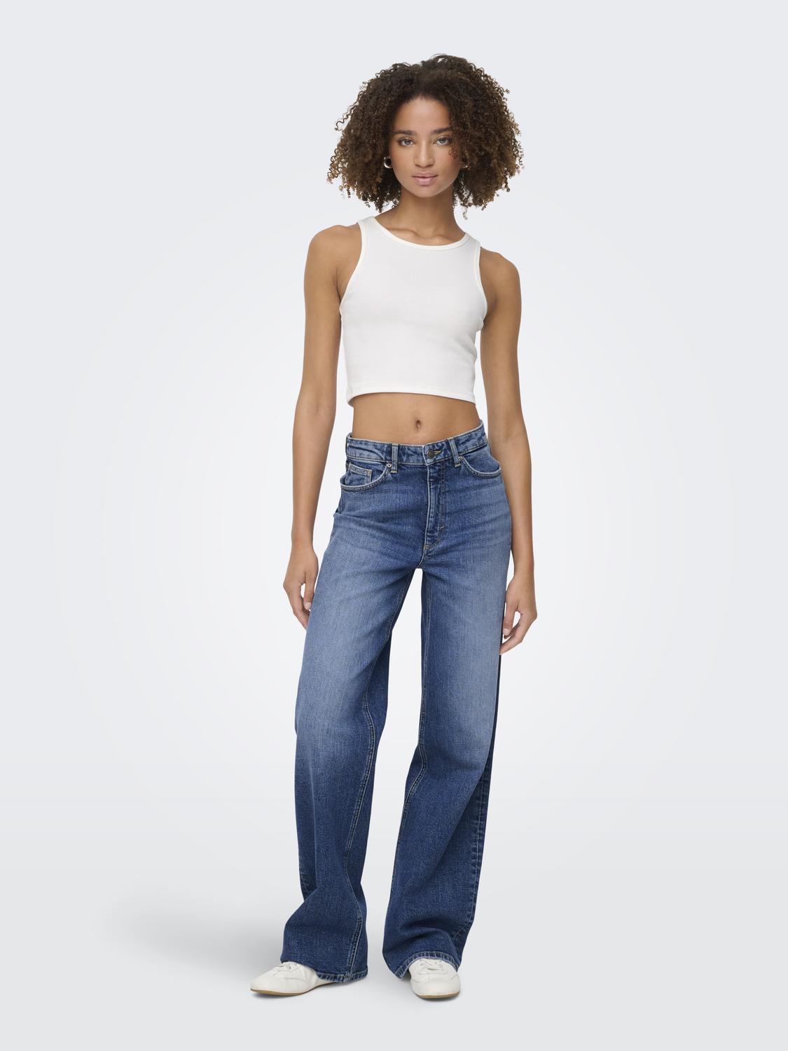 ONLY JUICY HW WIDE LEG DNM - DARK BLUE DENIM