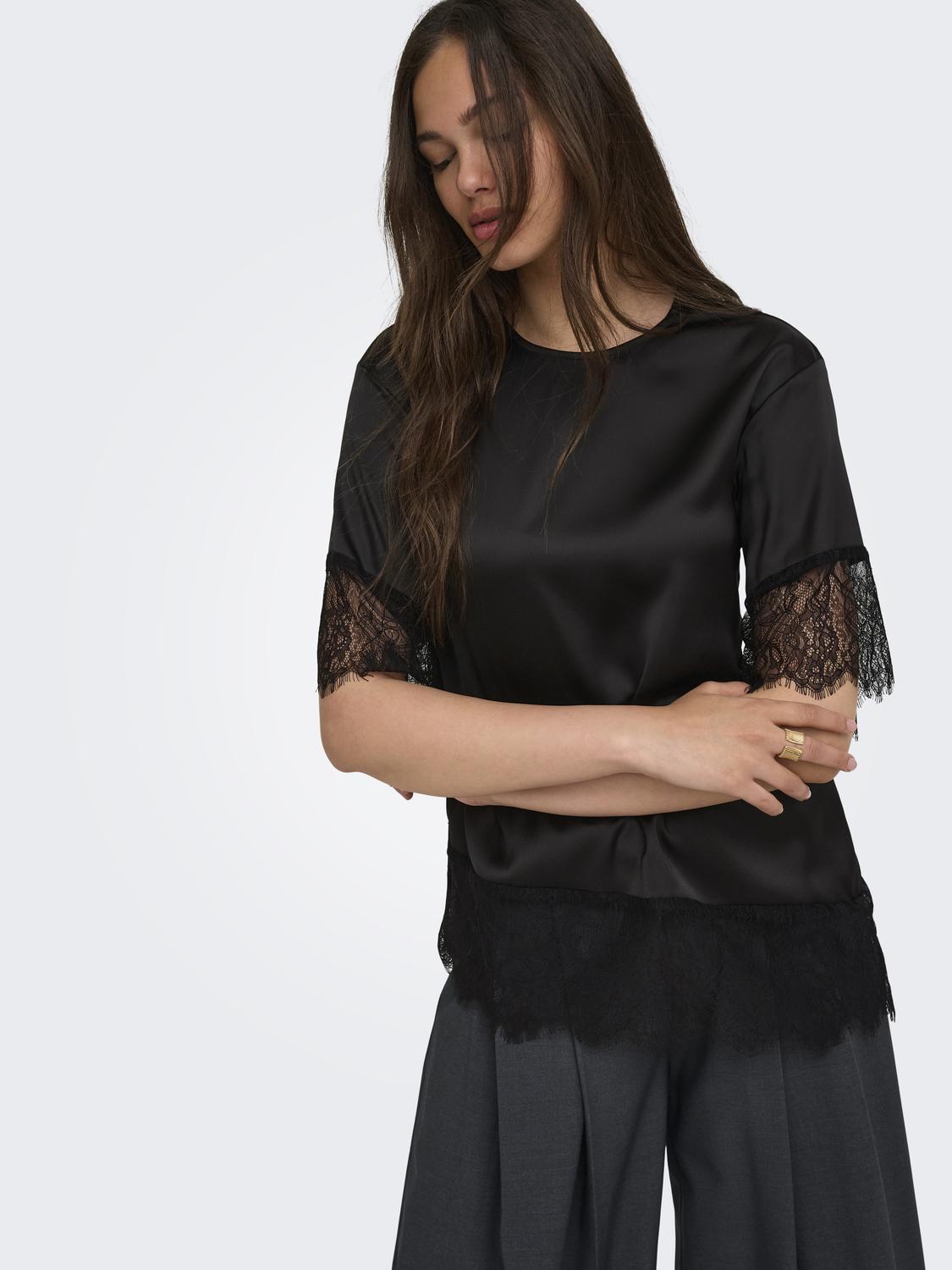 ONLY INDONA 2/4 SATIN LACE TOP WVN