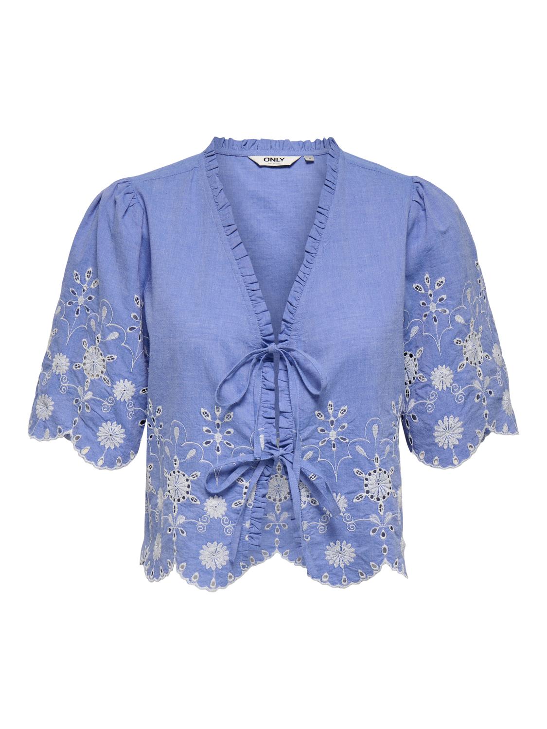 ONLY MIFFY S/S EMB TIE TOP