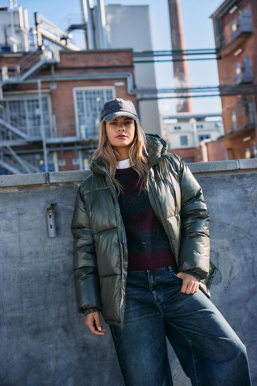 NOISY MAY ALLIE SHINY HOOD LONG JACKET