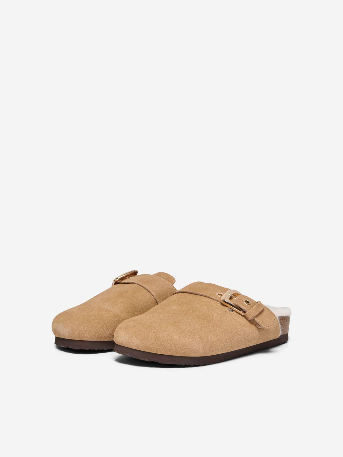 ONLY SHOES HUSTON WARM LEATHER BUCKLE MULE
