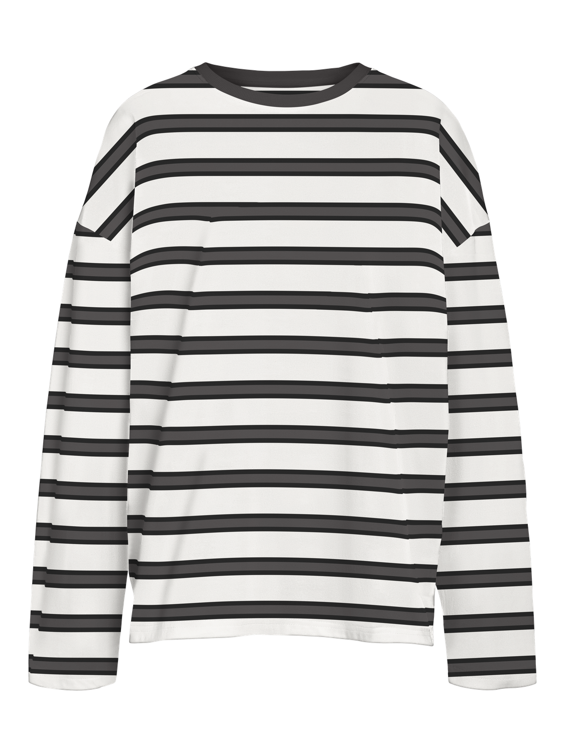 NOISY MAY EMBER L/S STRIPE SWEAT - WHITE/GREY