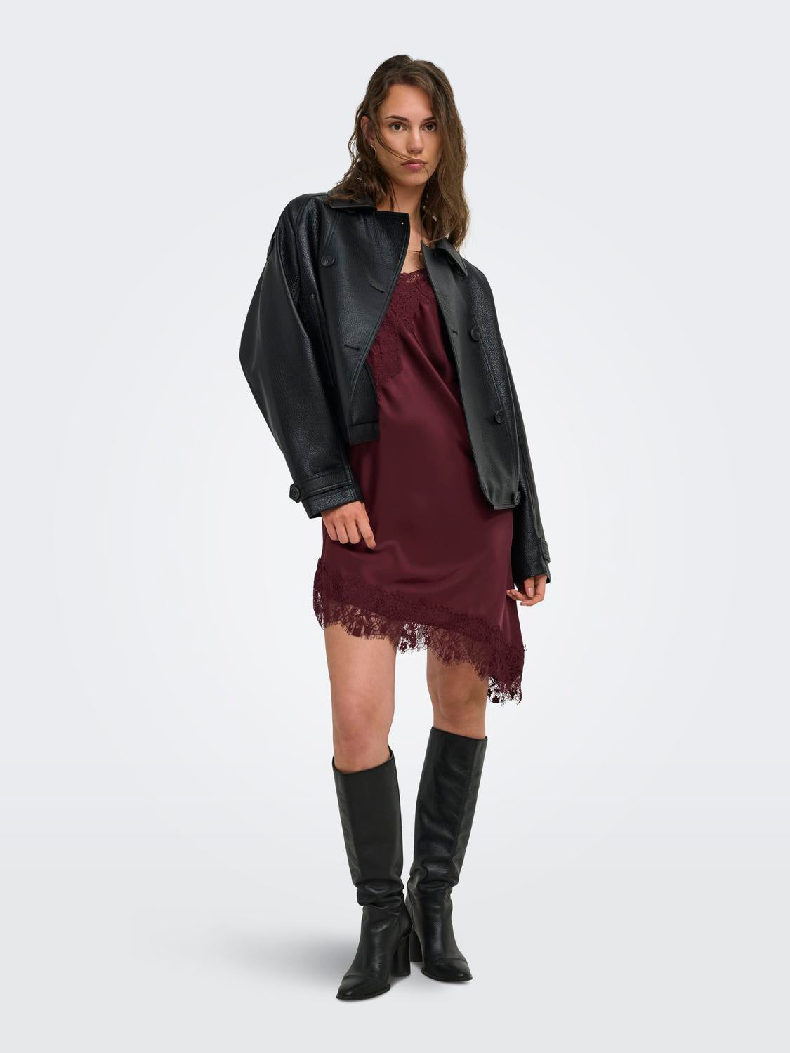 ONLY INDONA STRAP SATIN LACE DRESS WVN