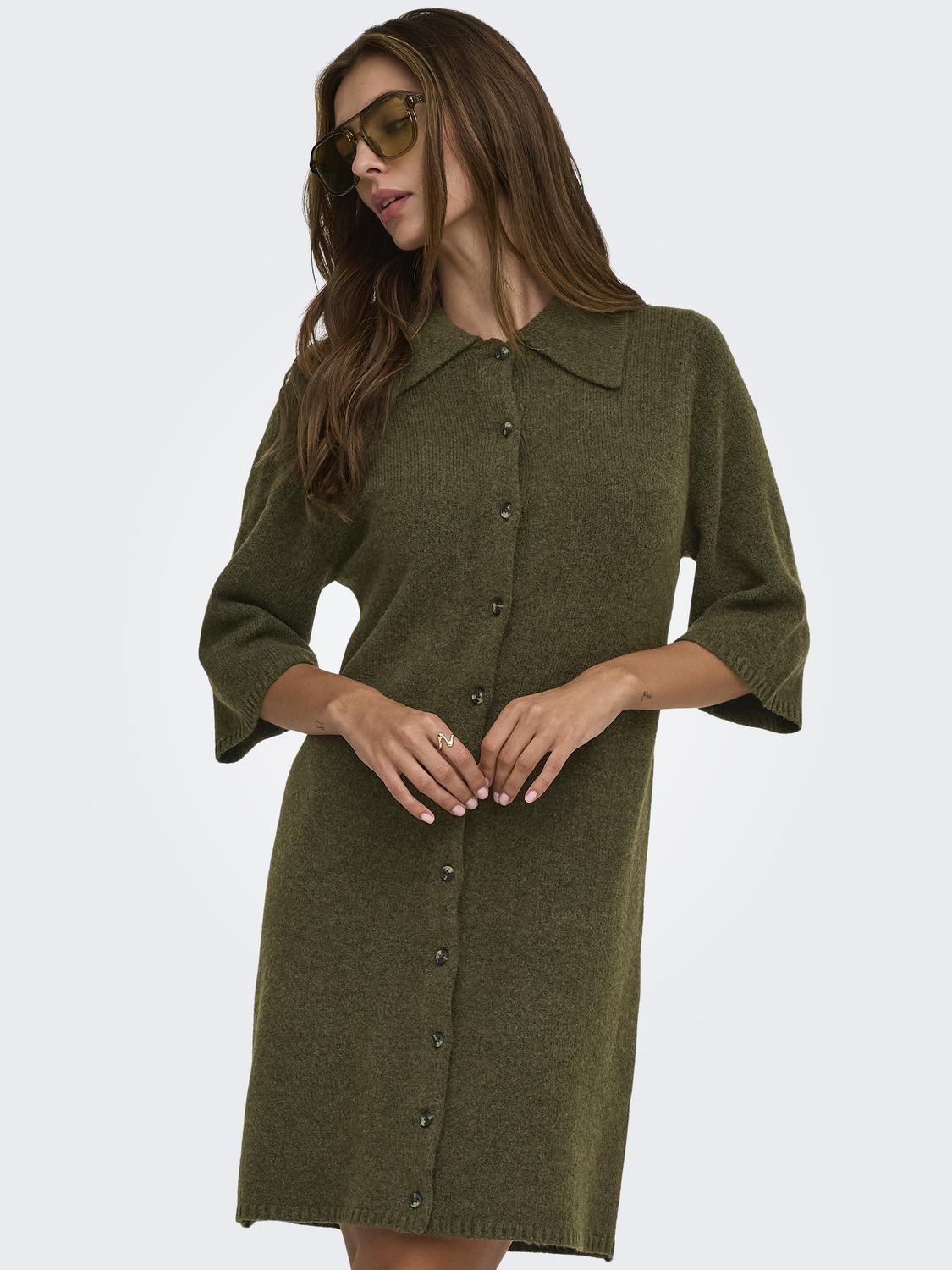 ONLY ALIVIA 2/4 COLLAR DRESS KNT