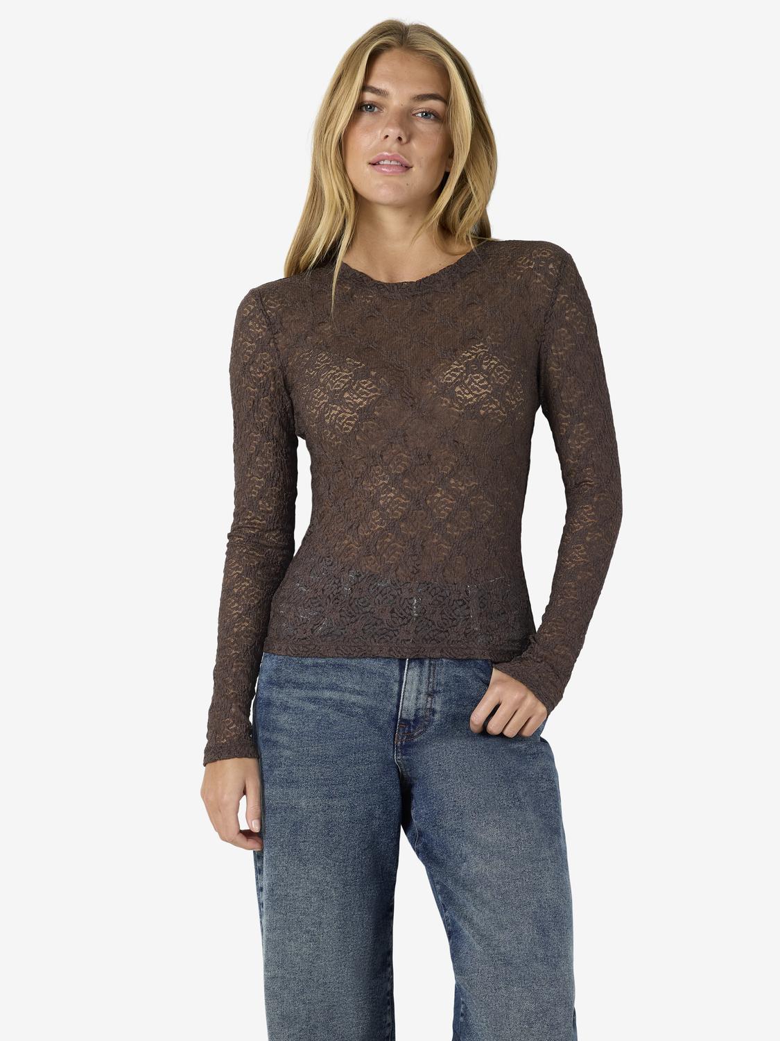 NOISY MAY JUDITH L/S LACE TOP NOOS