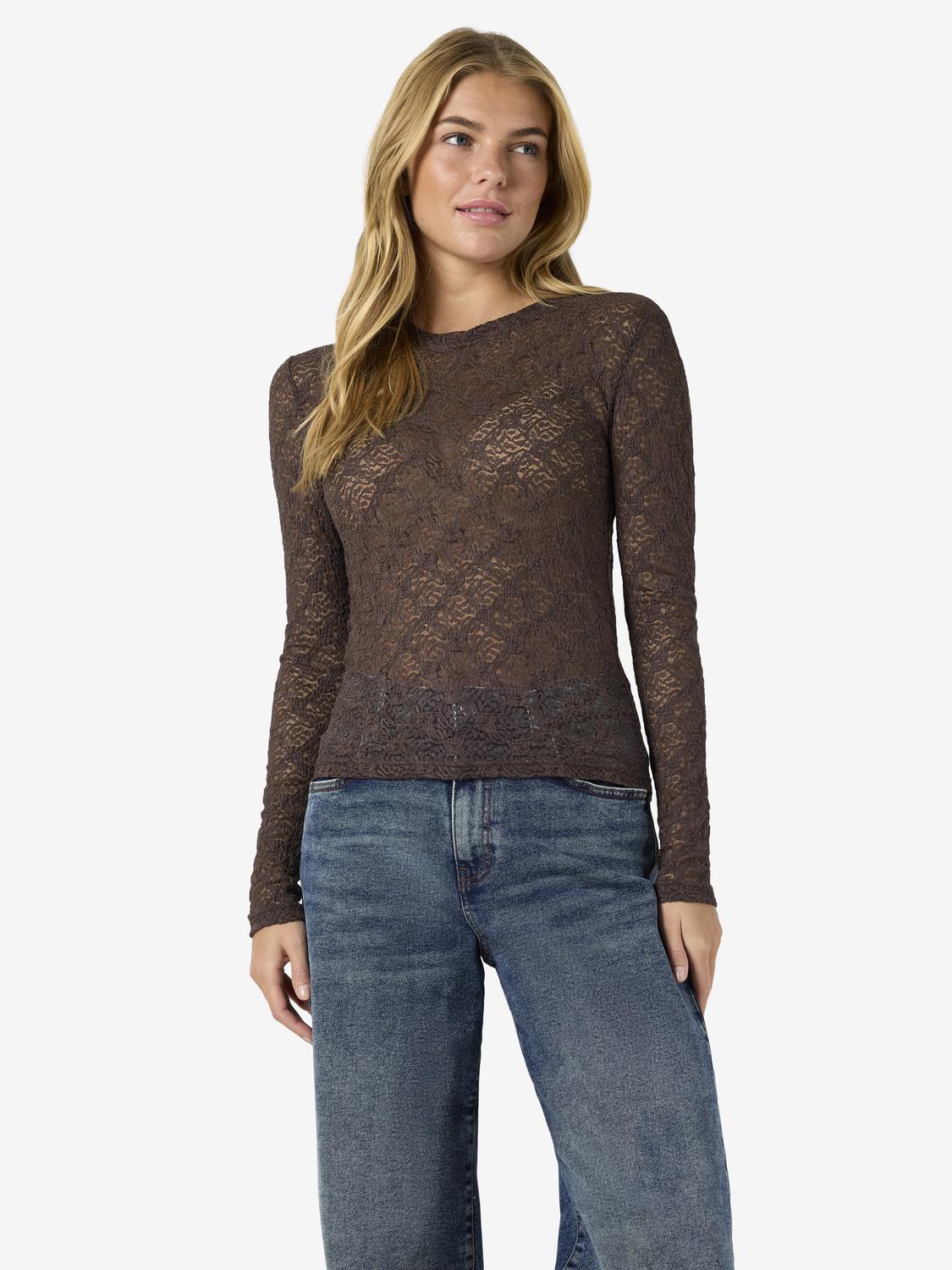 NOISY MAY JUDITH L/S LACE TOP NOOS