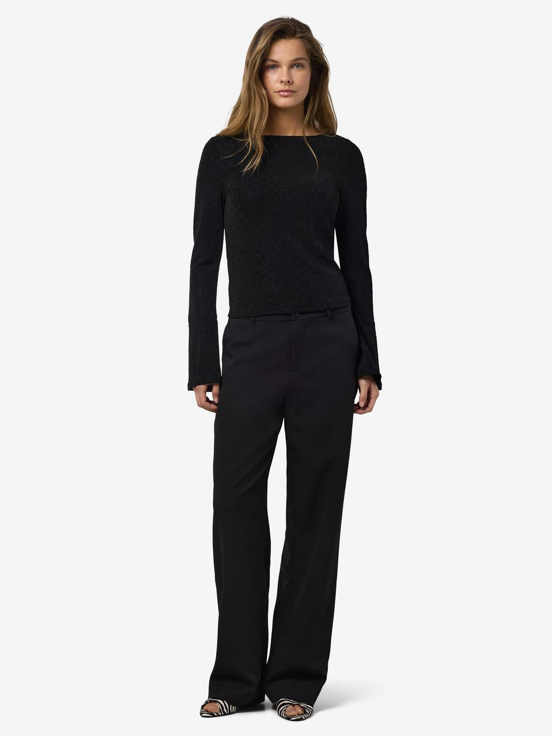 NOISY MAY GILLY L/S BOATNECK BELLSLEEVE TOP