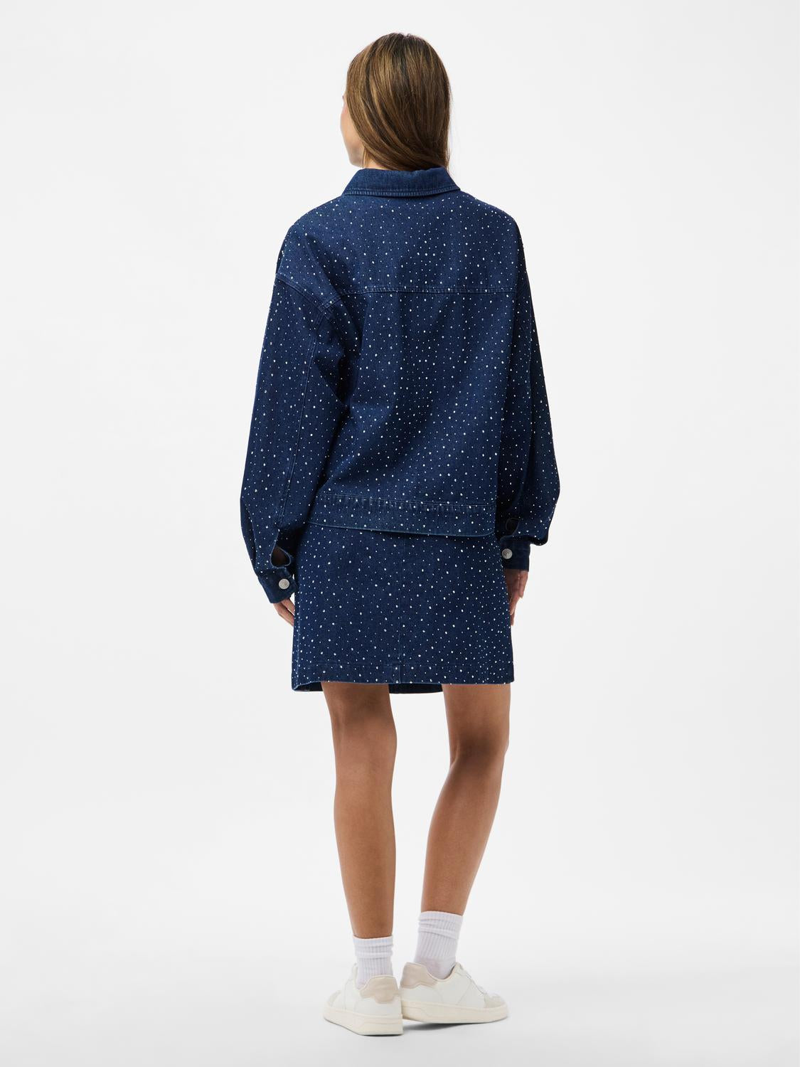 PIECES ROBERTA HW RHINESTONE DENIM SKIRT