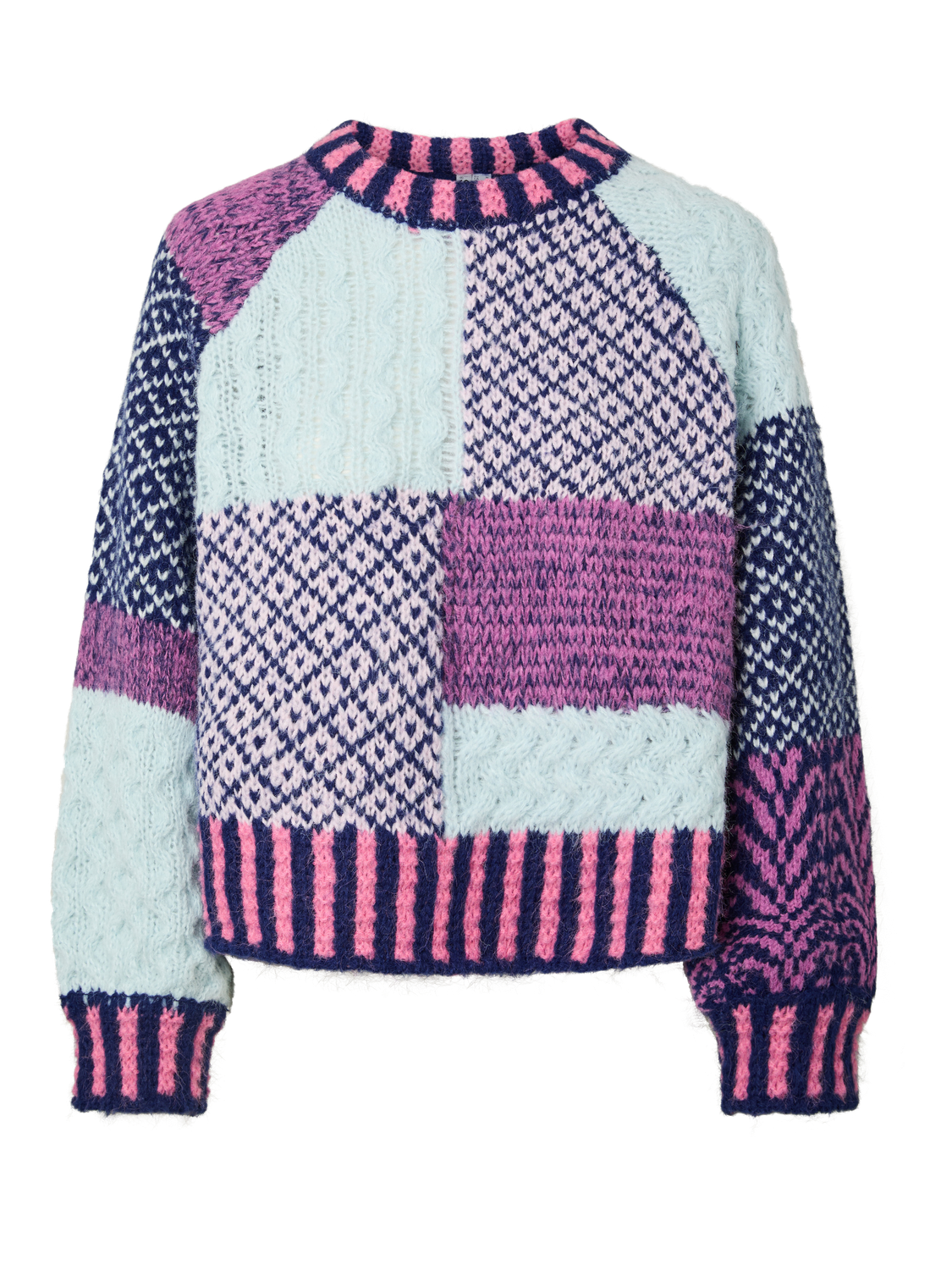 PIECES FUSION LS O-NECK COLORBLOCK KNIT BC