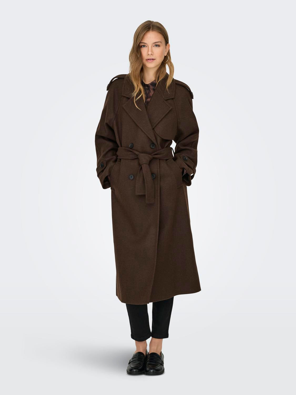 ONLY DEAR-TRILLION LONG BELT COAT PNT NOOS