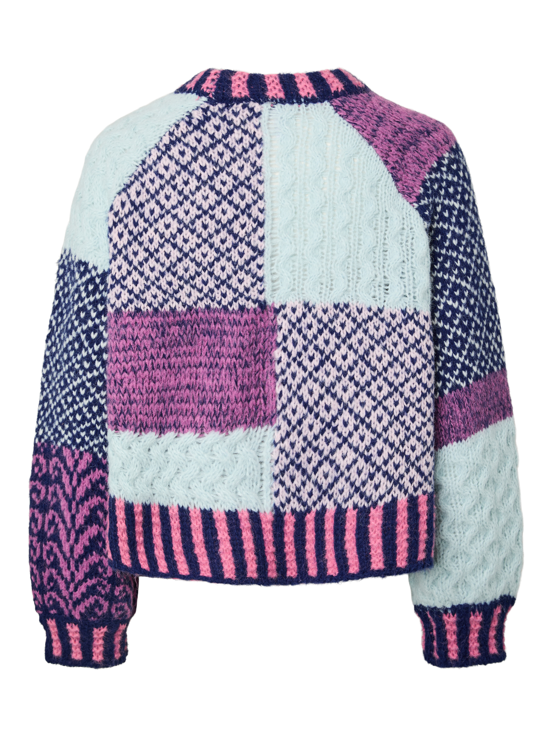 PIECES FUSION LS O-NECK COLORBLOCK KNIT BC