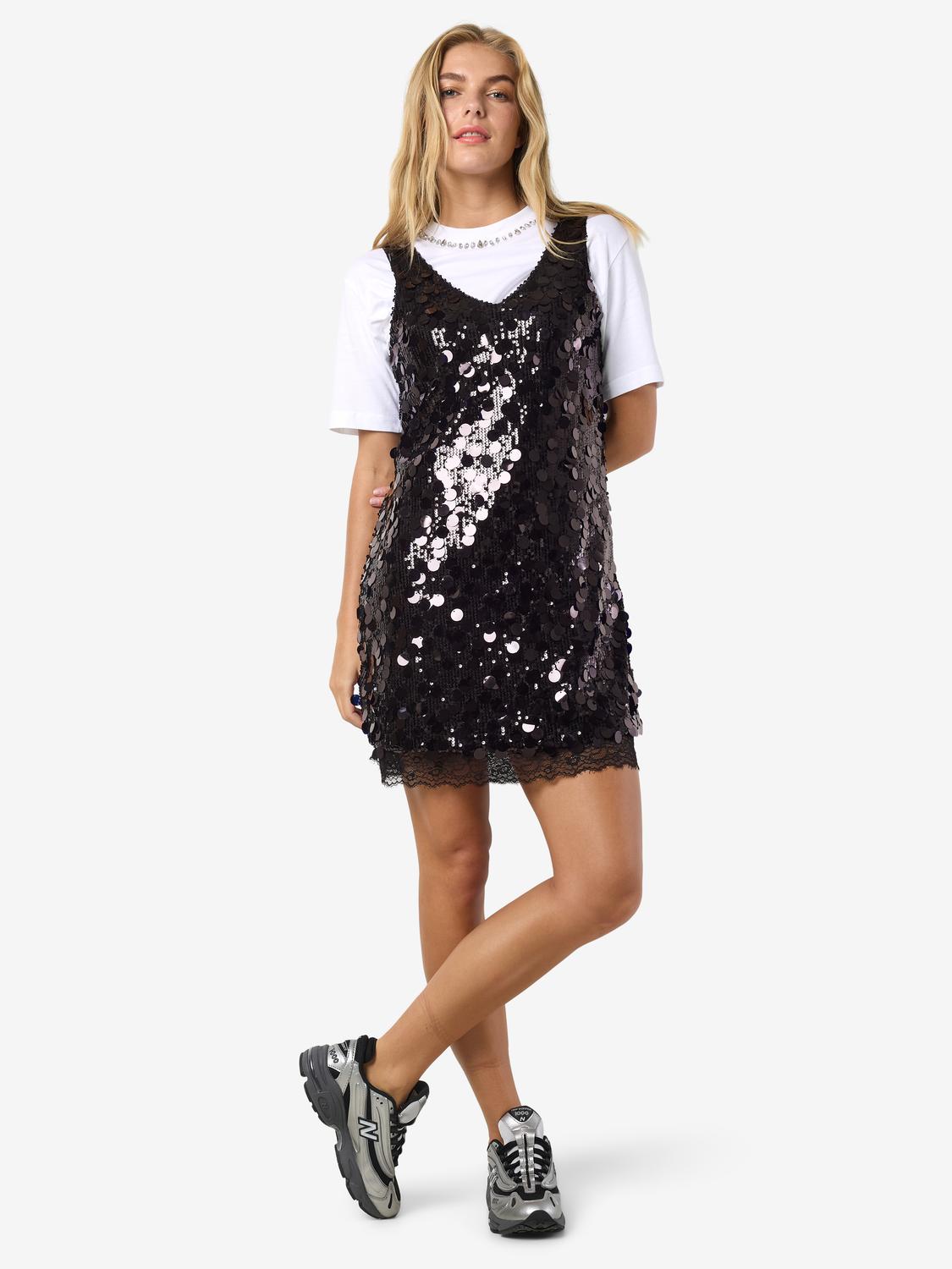 NOISY MAY ELVA S/L SEQUIN MINI DRESS