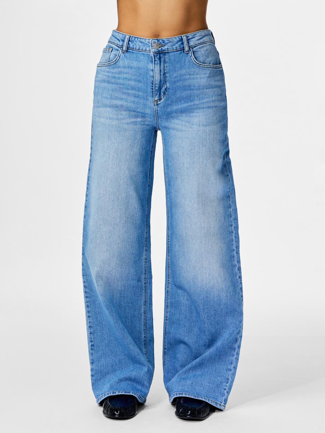 PIECES SILKE MW WIDE JEANS