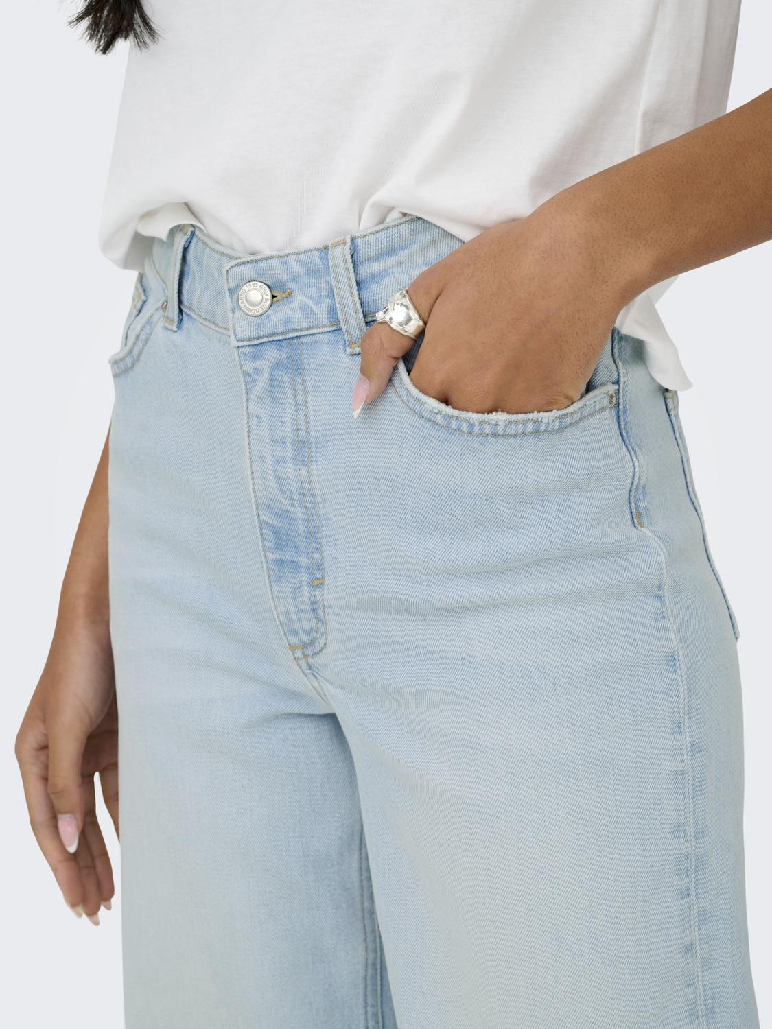 ONLY JUICY HW WIDE LEG - LIGHT BLUE BLEACHED DENIM