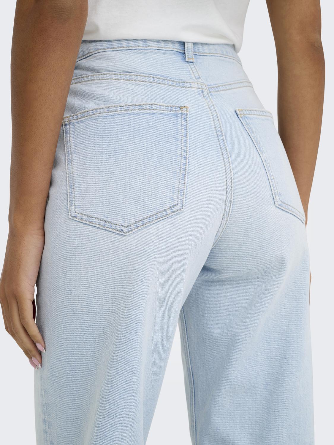ONLY JUICY HW WIDE LEG - LIGHT BLUE BLEACHED DENIM