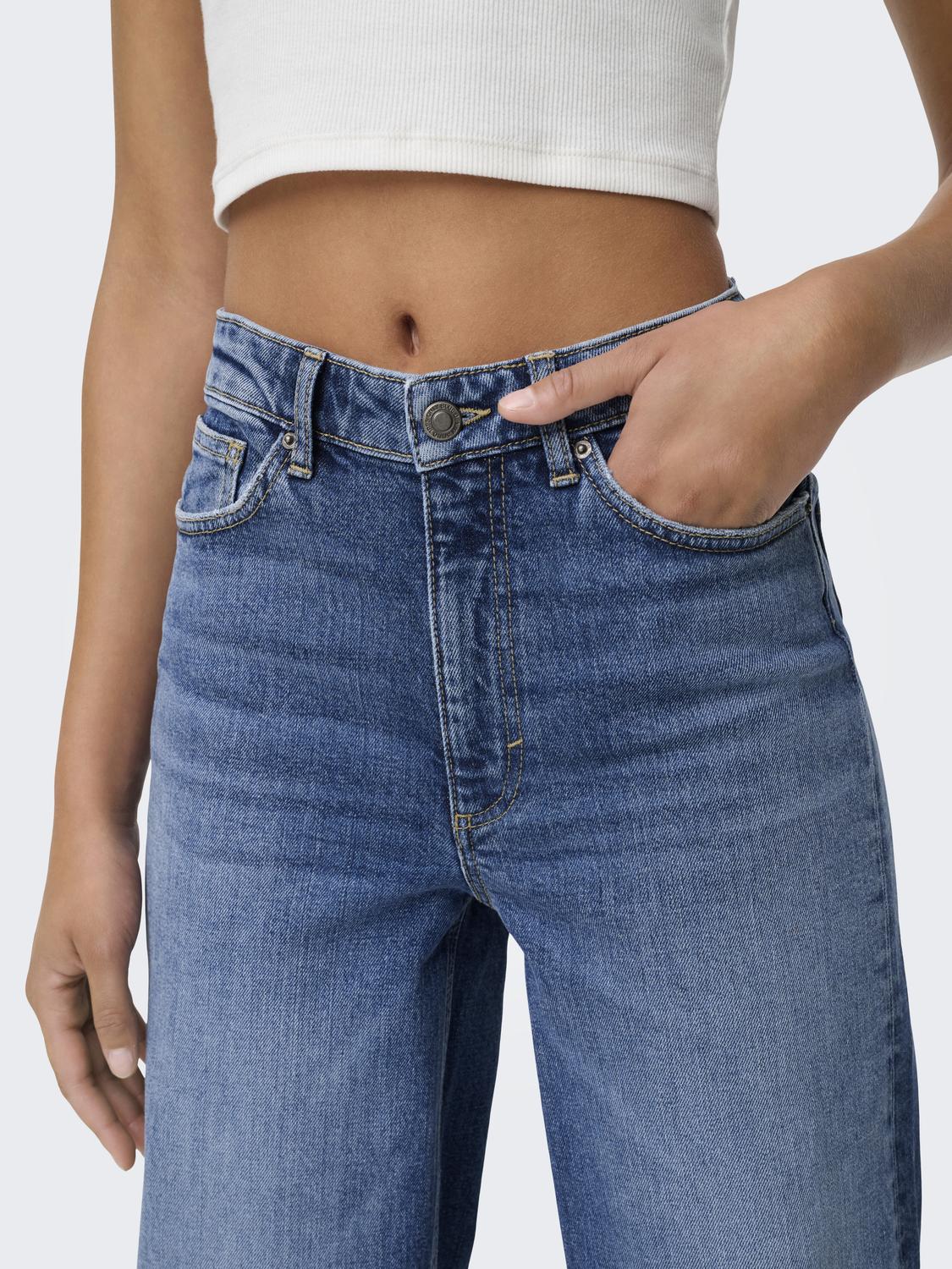 ONLY JUICY HW WIDE LEG DNM - DARK BLUE DENIM