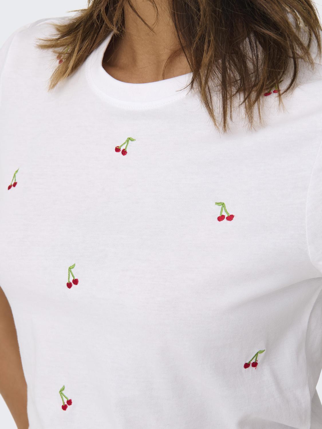 ONLY KETTY S/S O-NECK TOP - CHERRY